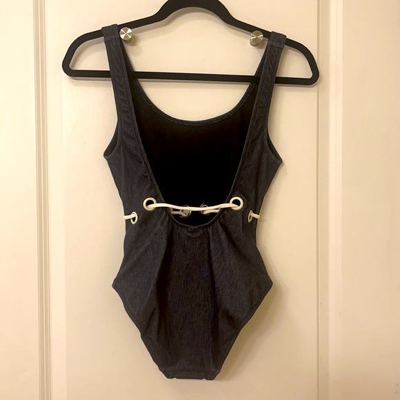 New Solid & Striped Denim One Piece Swimsuit - Picture 3 of 5